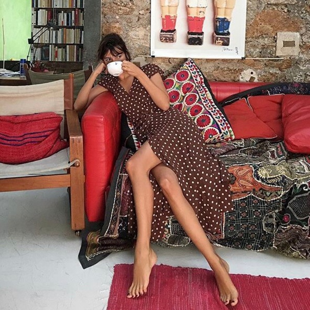 Reformation Carina Wrap ⚪️ Polka Dot 🟤 Dress XS